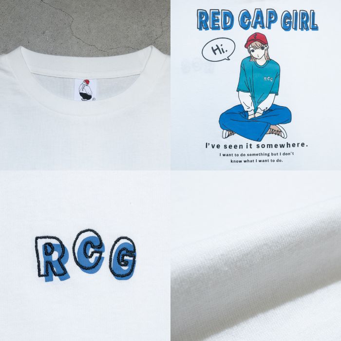 Red Cap Girl レッドキャップガール フェイクレイヤード バックイラスト ルーズサイズ L/S Tシャツ ロンT